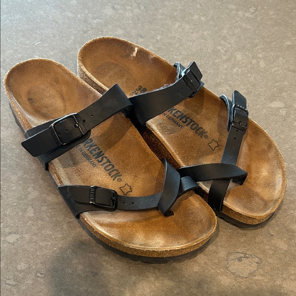 Birkenstock Black Leather Strappy Sandals